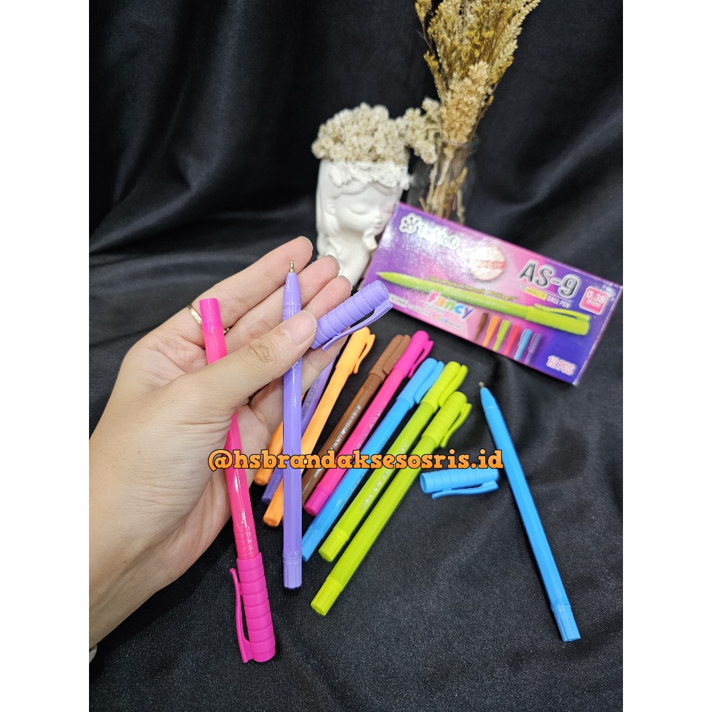 PULPEN WARNA WARNI TINTA HITAM 0,38MM / PEN FANCY TUCKTOO / PENA AS-9 / BALL PEN FANCY BALLPOINT / T