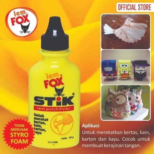

Lem Fox Stik Pvac Lem Fox Stick Lem Fox Putih Lem Serbaguna Glue 60GR