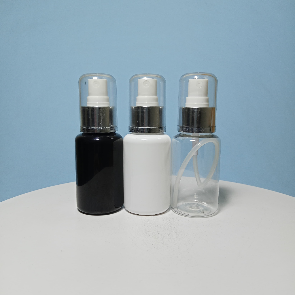 Botol Spray Tubular 70ml / Tutup Spray Silver Fullcap