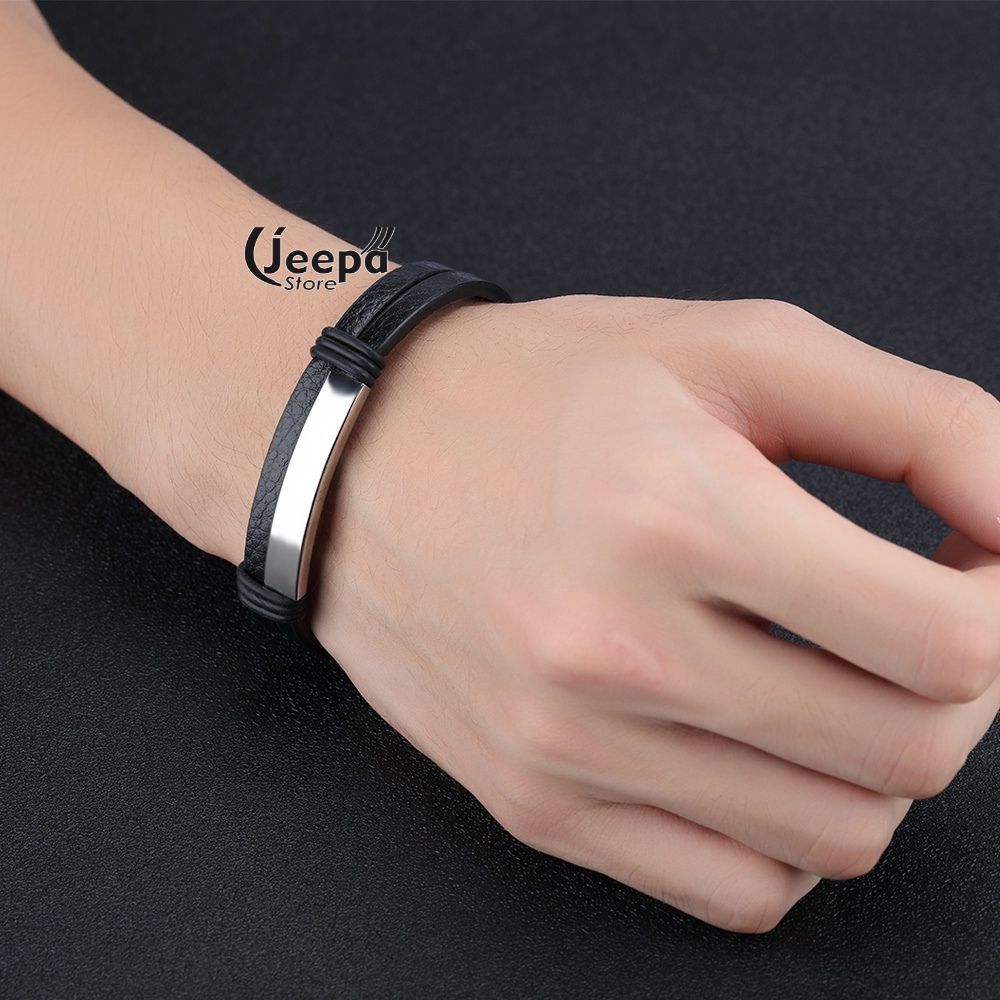 Gelang Kulit Multilayer Forma Pria Wanita Keren Bracelet Warna Stainless Untuk Aksesoris