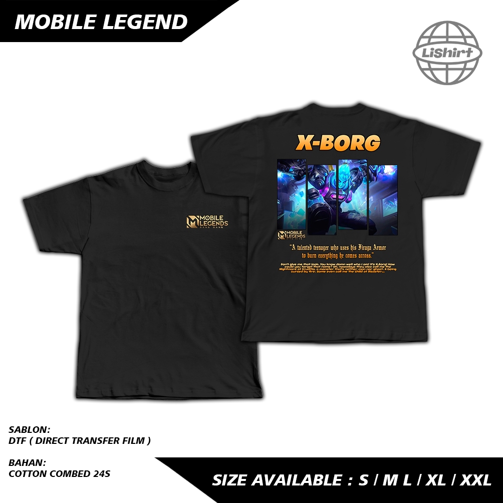 KAOS MOBILE LEGEND HERO X-BORG - KAOS DISTRO - KAOS COTTON COMBED 24s NYAMAN DAN ADEM SABLON PREMIUM