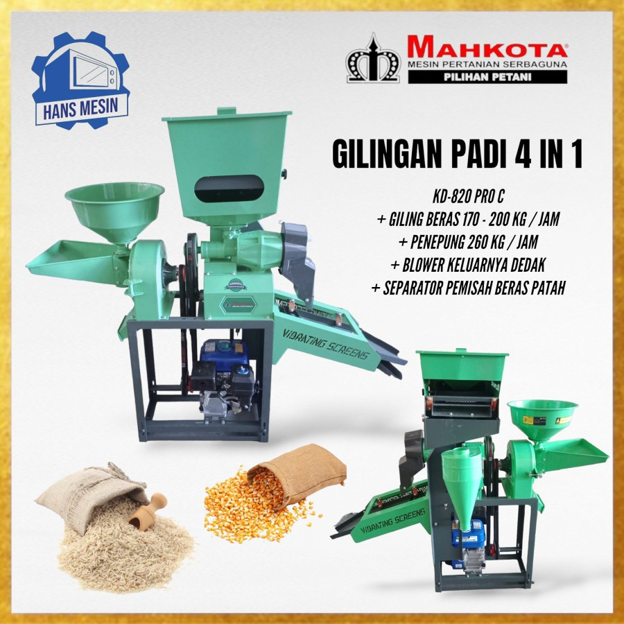 MESIN GILING PADI 4 IN 1 MULTIFUNGSI MAHKOTA KD-820 PRO-C