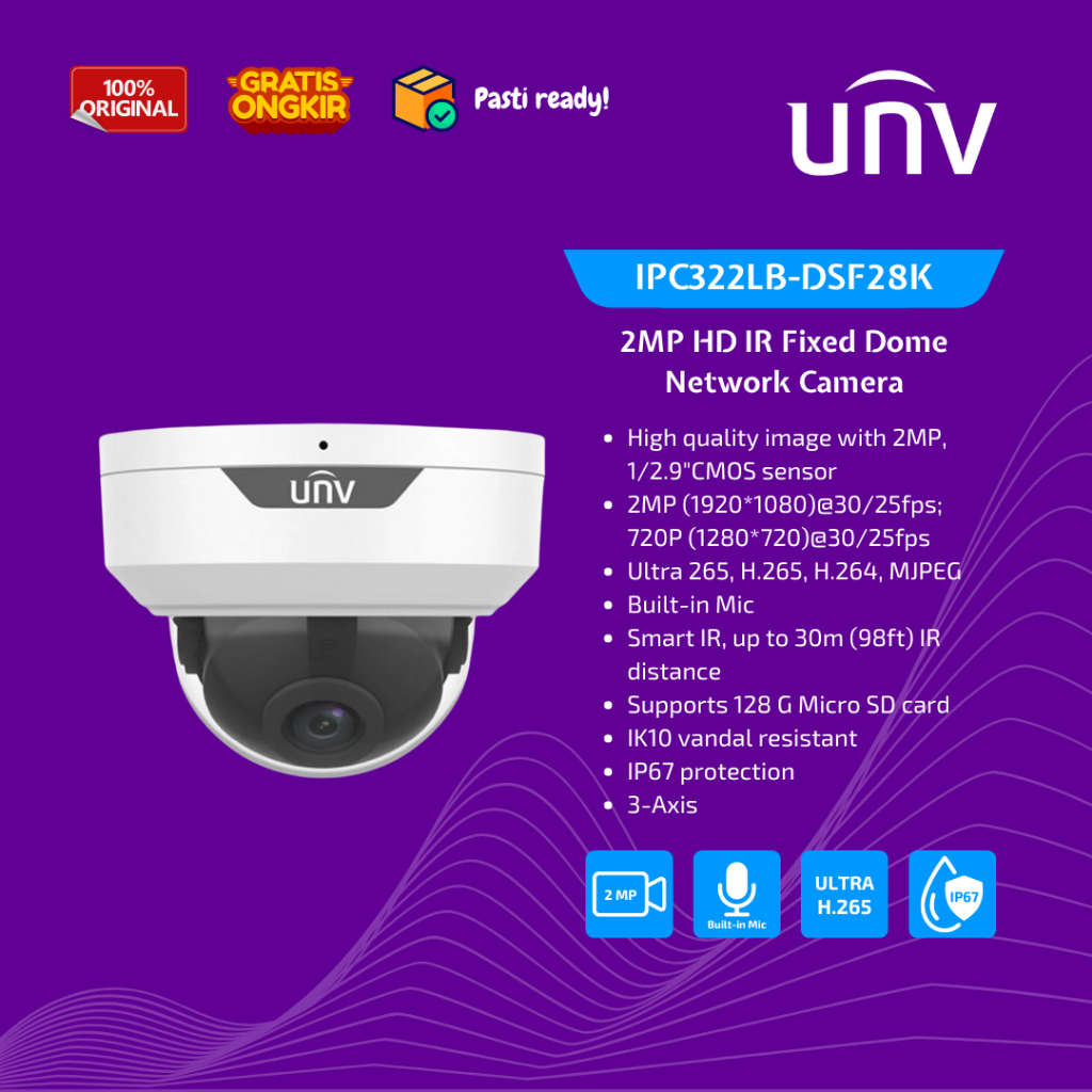 UNV IPC322LB-DSF28K Uniview CCTV 2MP HD IR Fixed Dome Network Camera