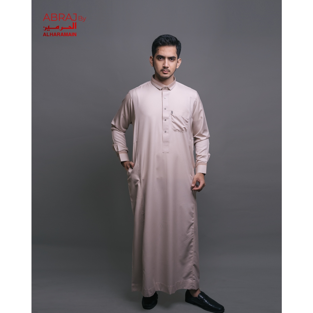 ABRAJ by Al Haramain Jubah / Gamis Pria Dewasa Slimfit Manset Premium SCC (167 A) | Putih Tulang | Cream