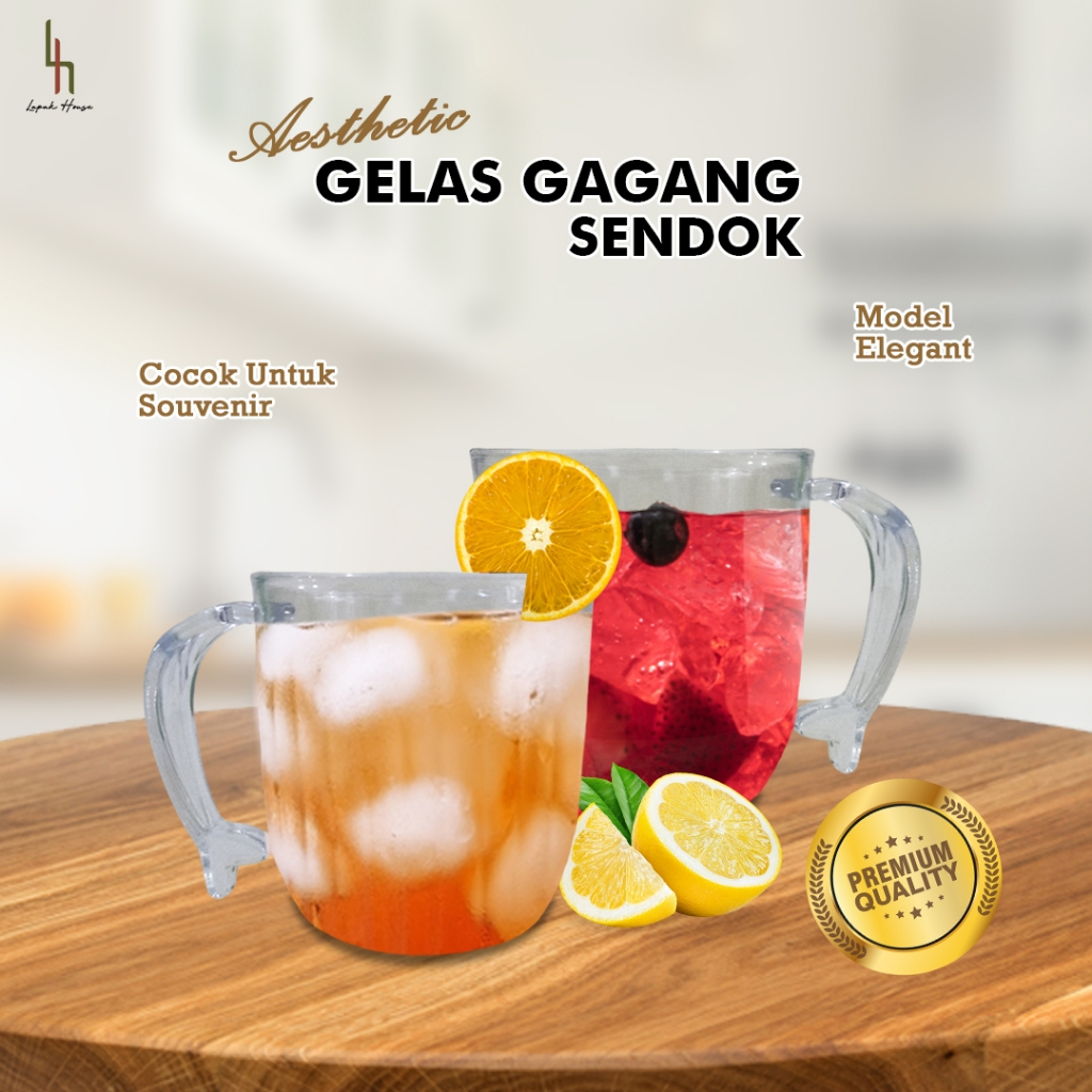 Gelas Gagang Sendok / Gelas Plastik Gagang Unik / Gelas Cafe / Gelas Souvenir