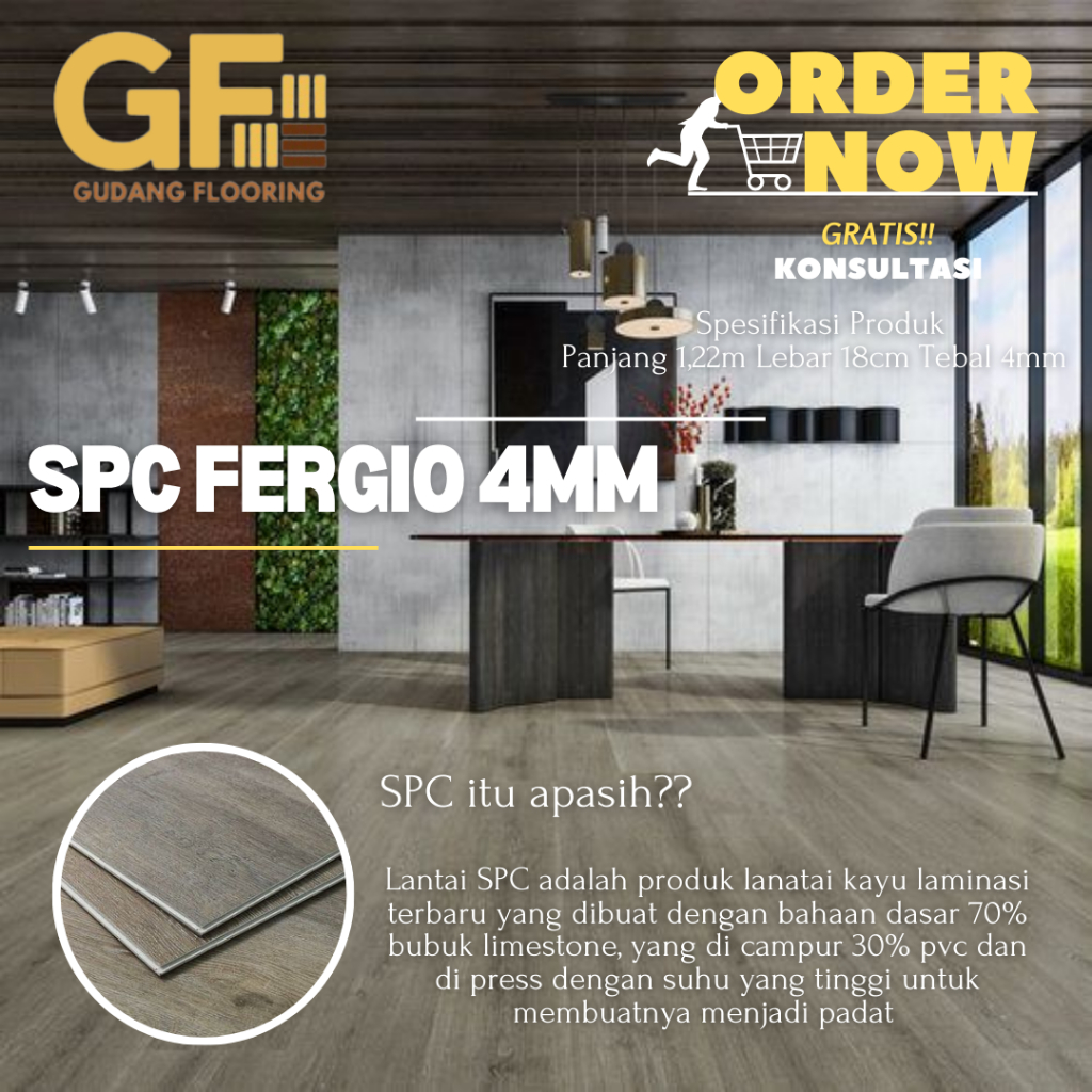 Lantai SPC Vinyl Klik FERGIO - Click System Flooring Tebal 4mm