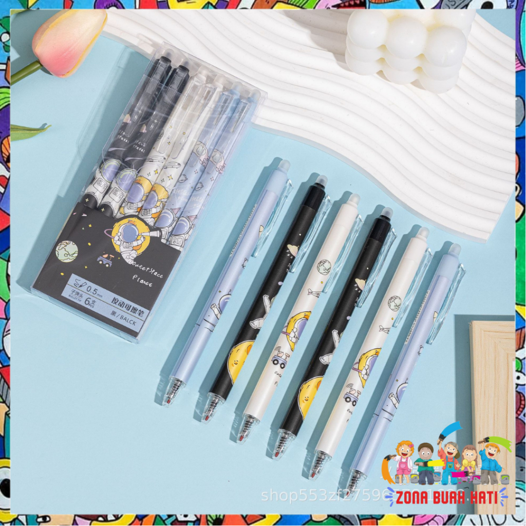 

ZBH Pena Gel Karakter Astronot Dapat Dihapus Pulpen Gel Karakter 0.5mm Pena Aesthetic Edition Karakter Kartun Astronot Perlengkapan Sekolah Erasable Gel Pen