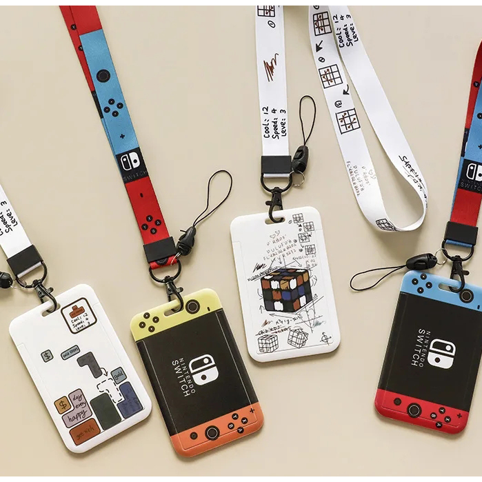 gantungan kartu id card name tag tali leher holder nintendo style