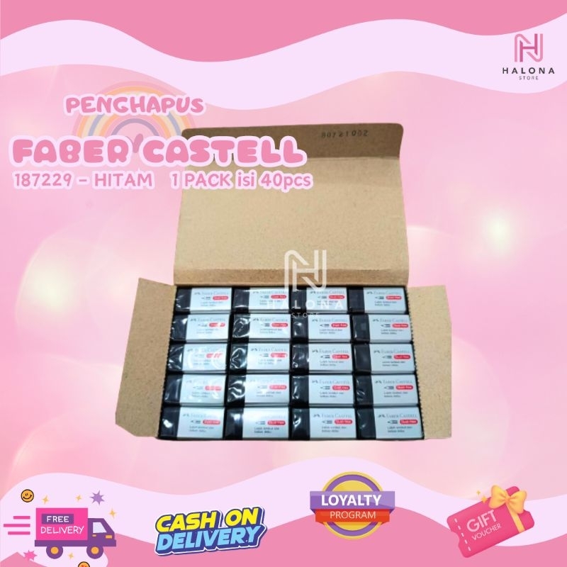 

[1 PACK / BOX isi 40 PCS] Penghapus Faber Castell Black/ Hitam Kecil 187229