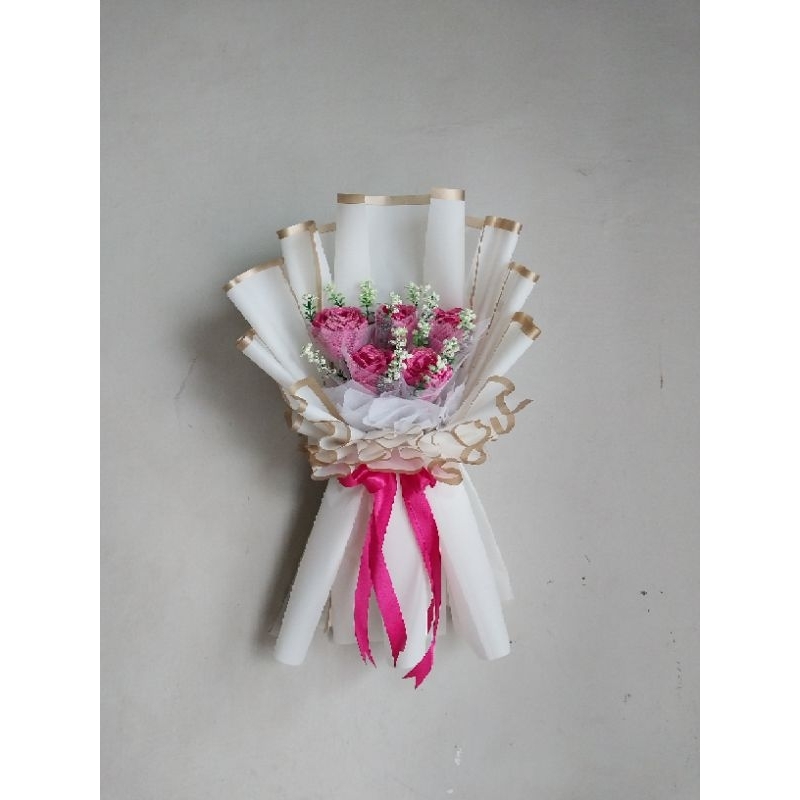 Buket Bunga|buket bunga Pita satin 5 tangkai|buket wisuda|buket ulangtahun