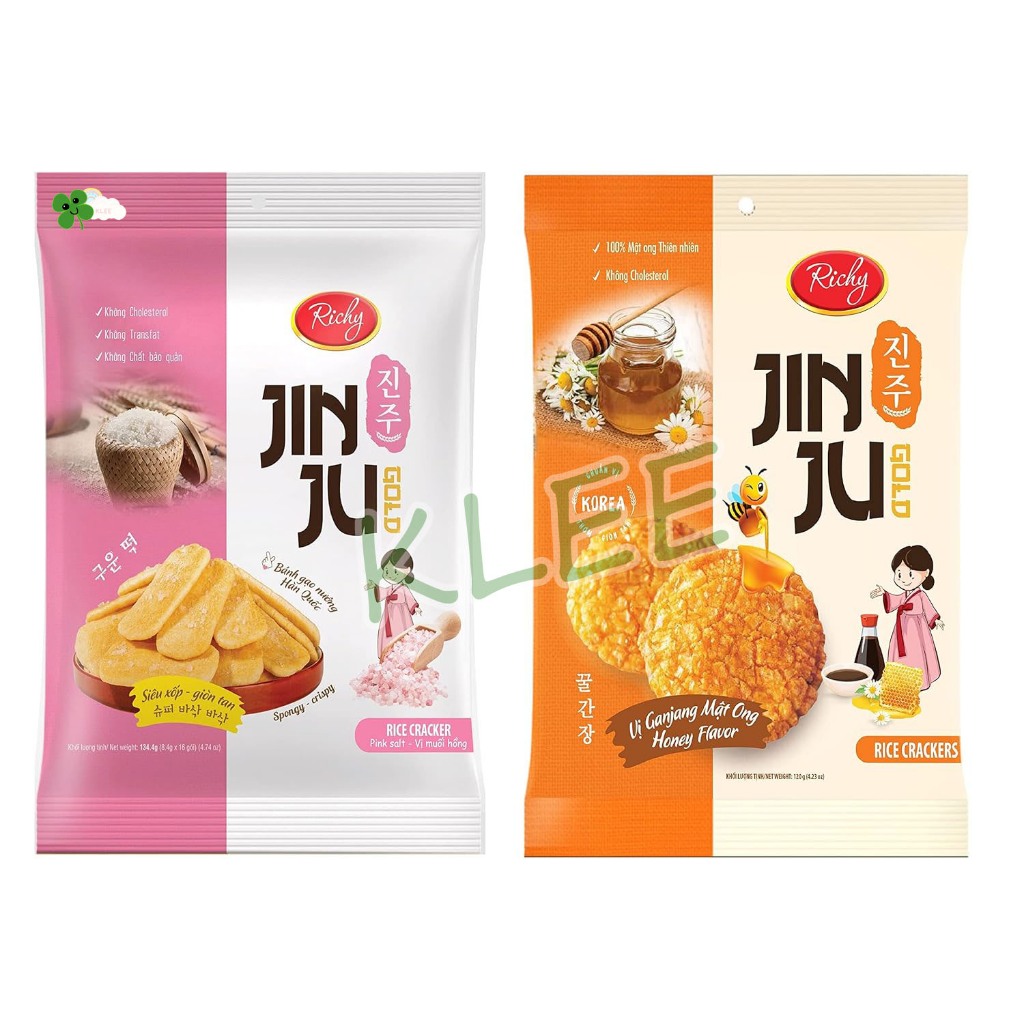 

Richy JINJU - JIN JU Rice Crackers - RICHY Krekers Beras - Pink Sea Salt - BBQ Pepper Steak - Honey