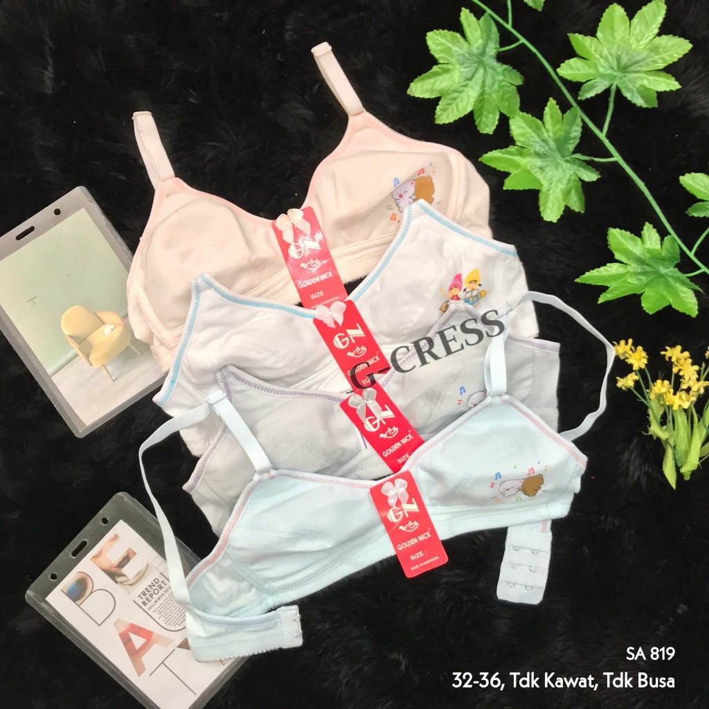 RVC75 - GOLDEN NICK Minibra Anak Perempuan Tanpa Kawat 32-36 Kait 2 BH Mini Katun Anak Cewek Underwe