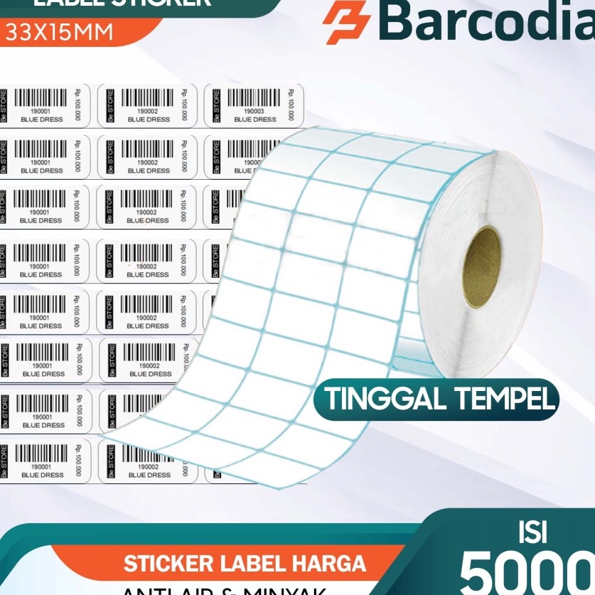 

Best Terlaris LABEL PRINTER BARCODE 33X15MM 33X15 MM 3 LINE SEMICOATED ISI 5