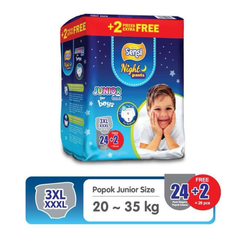 PAMPERS SENSI NIGHT PANTS POPOK CELANA ANAK JUNIOR XXXL 24+2