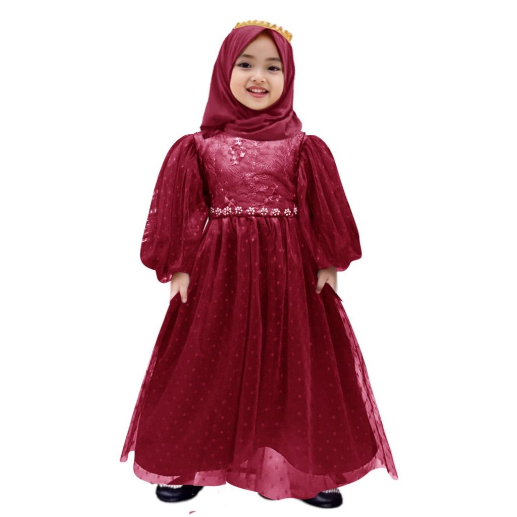 Gamis anak perempuan Elis 2-11thn / gamis anak cewek / gaun pesta anak muslim / gamis anak 4 tahun p
