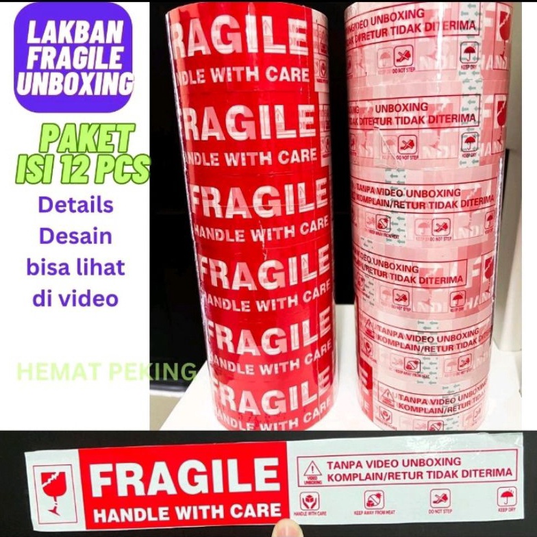 

TERBATAS Lakban Fragile Unboxing Bahasa Indonesia Isi 12 pcs