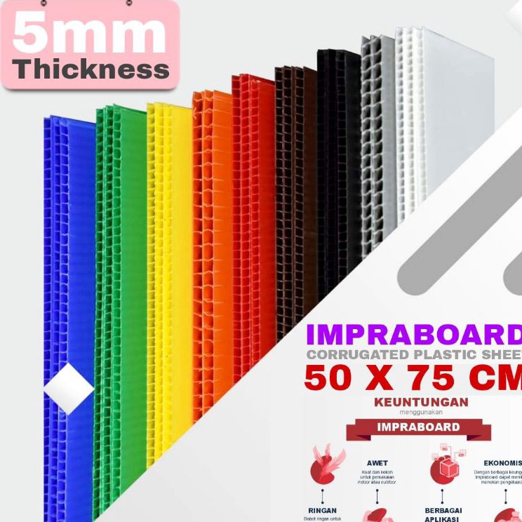 

Best Terlaris Infraboard Impraboard 5mm 75x5 cm 75 x 5 cm 5x75 cm PP Board Imfraboard Art Board Karton Plastik