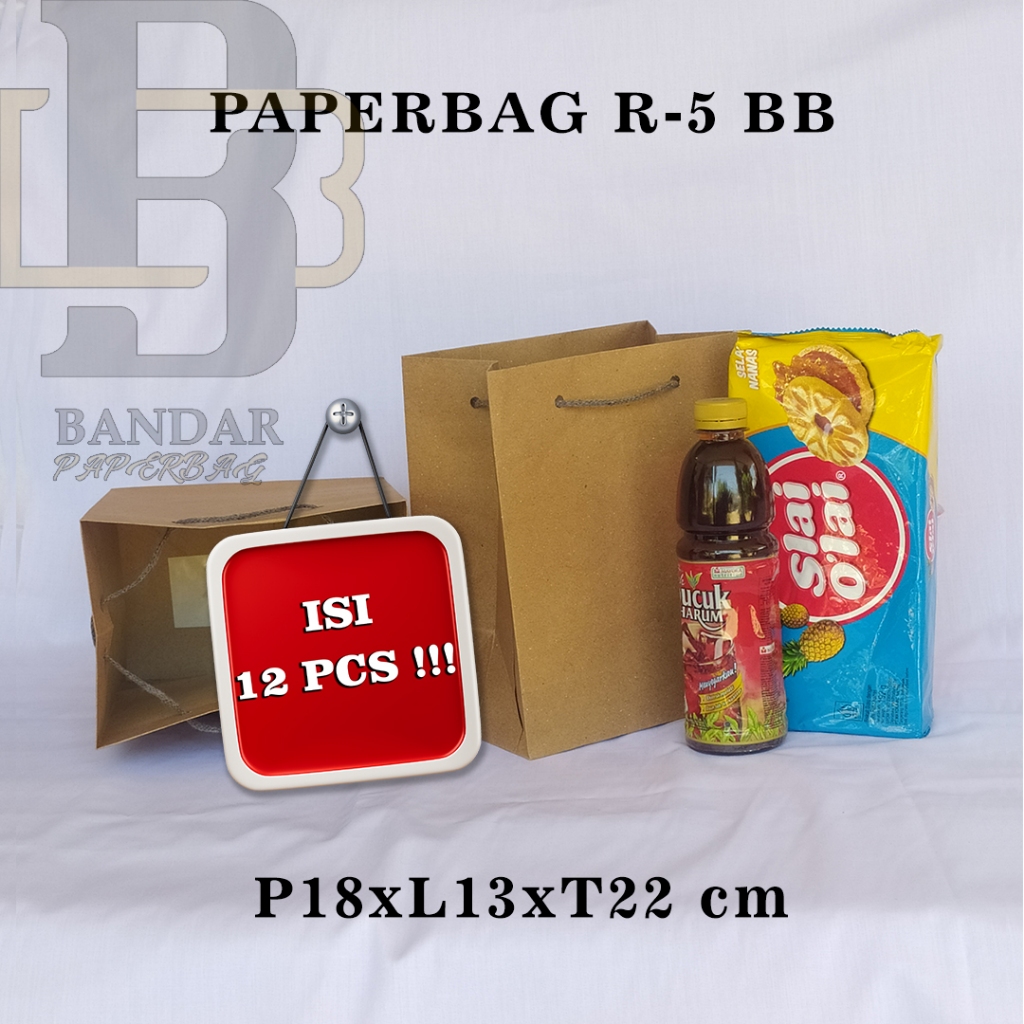 

PAPERBAG R-5 BB COKELAT POLOS UKURAN P18 X L13 X T22 CM PERLUSIN