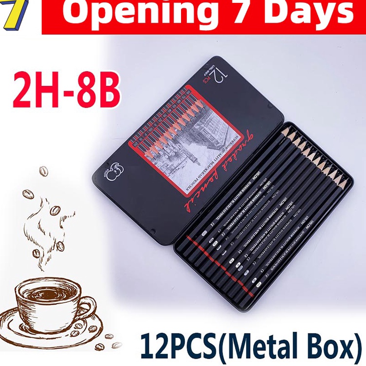

Super Sale 12 pcs Pensil gambar sketsa set lengkap 2H H F B HB 2B 3B 4B 5B 6B 7B 8B Charcoal Pencils Set