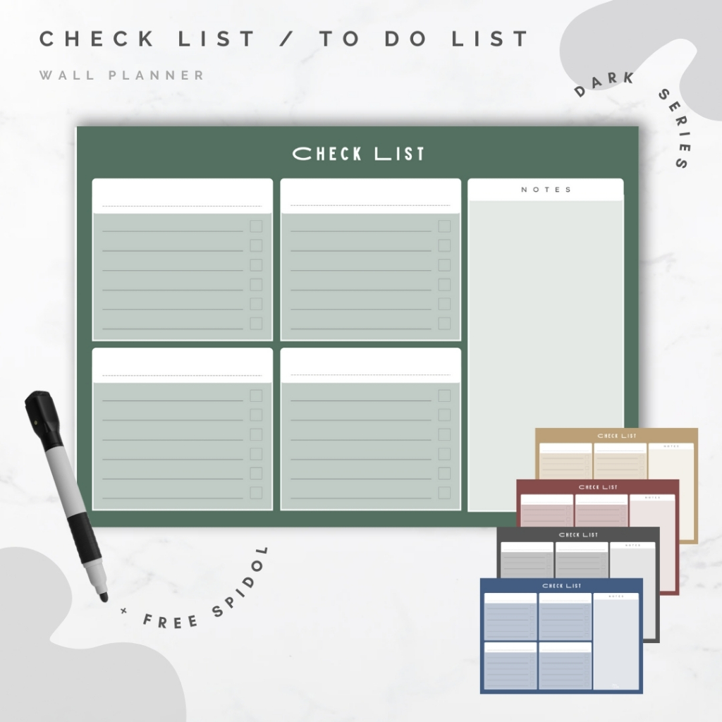 

To do list / Check List / Wall Planner - Dark Series