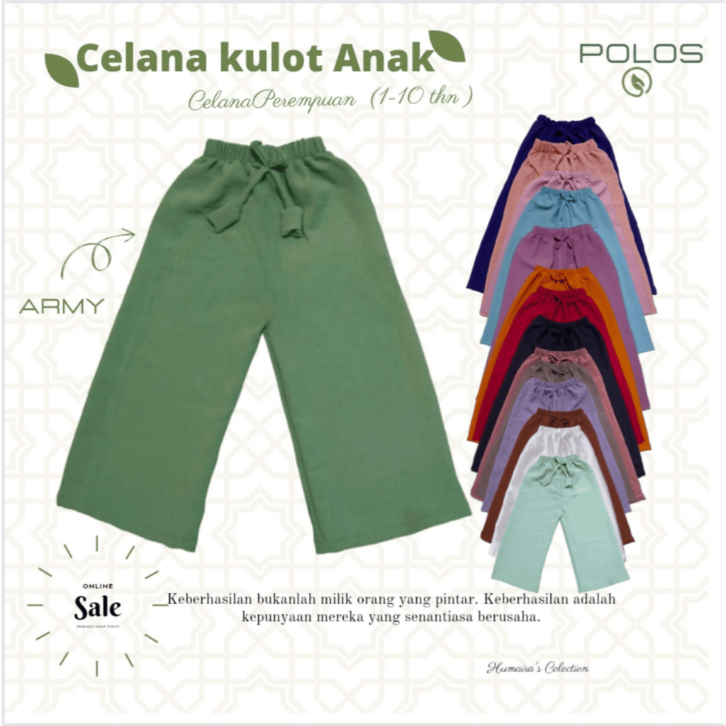 CELANA KULOT ANAK POLOS / KULOT ANAK POLOS /KULOT ANAK PITA / CELANA PANJANG ANAK / CELANA KULOT / K