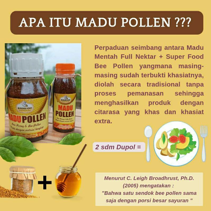 

Madu Bumil/Busui,madu pollen (Dupol) 350gr (madu murni full nektar plus superfood bee pollen)