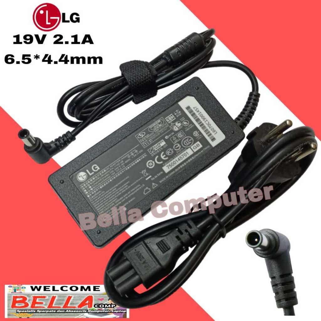 CASAN TV / ADAPTOR CHARGER LG LCD LED Monitor LG 19V-2.1A free Kabel Power AC/Adaptor 19V 2,1A 6.5*4