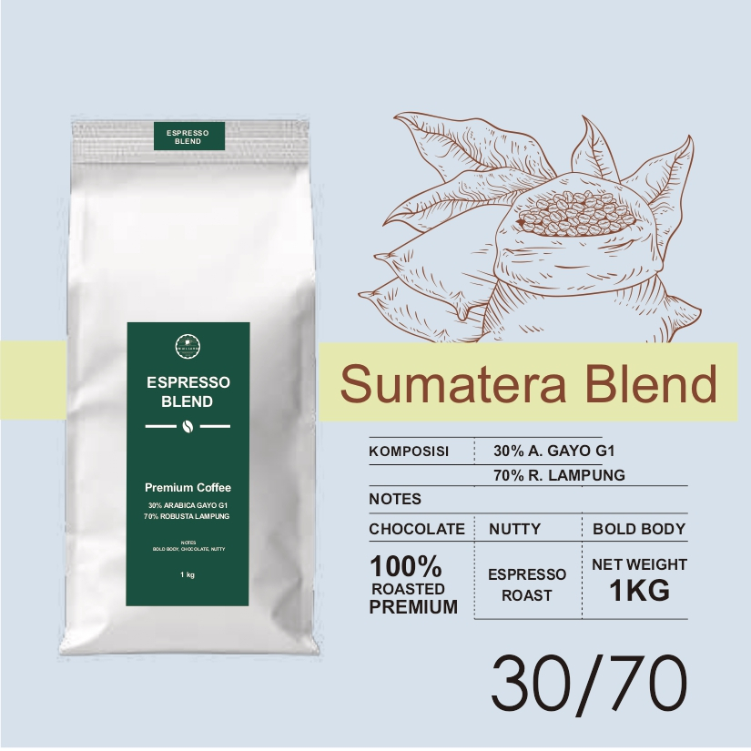 

Kopi Espresso Blend 30% Arabika - 70% Robusta 1kg - Biji/Bubuk