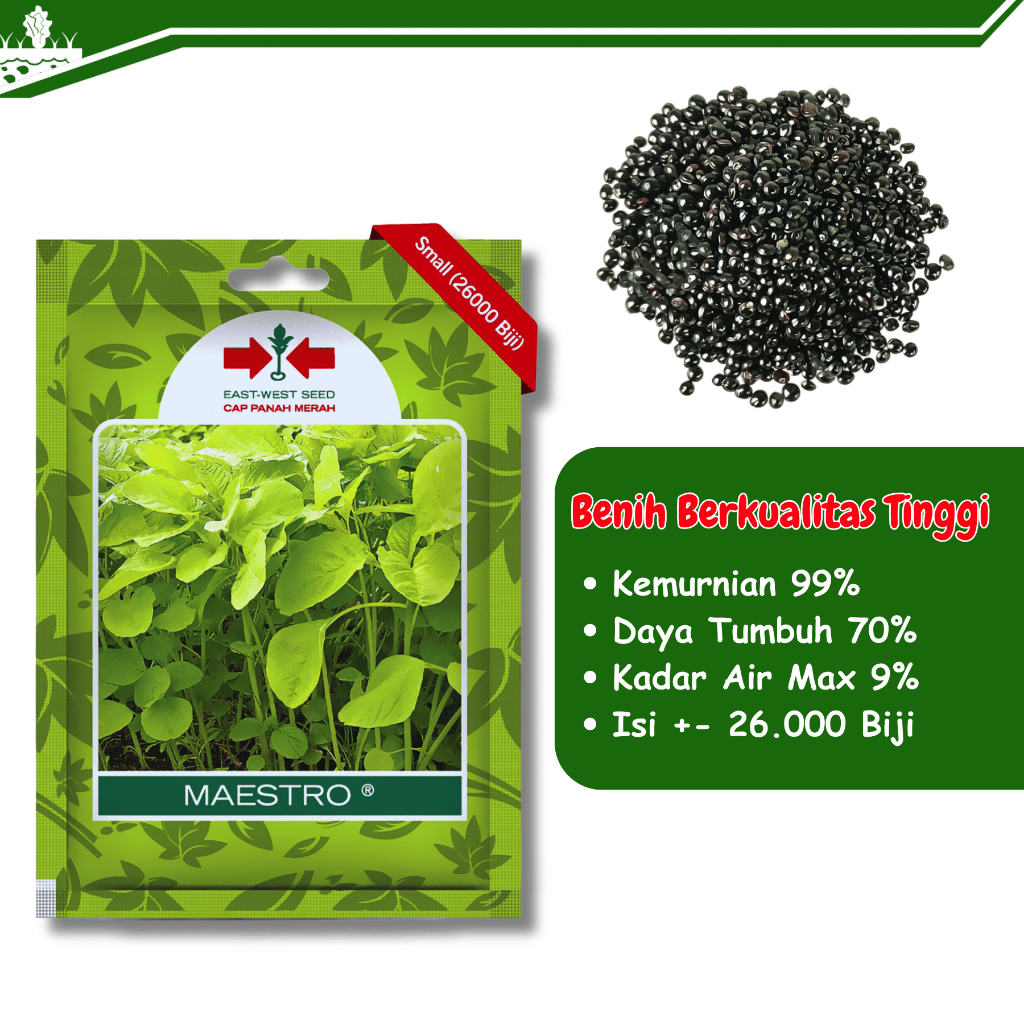 Benih Bibit Bayam Hijau Maestro 26000 Butir Cap Panah Merah biji bayem cabut petik hidroponik