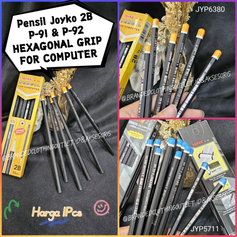 

PENSIL JOYKO 2B P-91 & P-92 HEXAGONAL GRIP FOR COMPUTER / PENSIL JOYKO KAYU HITAM / PENSIL JOYKO SEGI ENAM / JOYKO PENCIL HEXAGONAL FOR COMPUTER / JYP638011