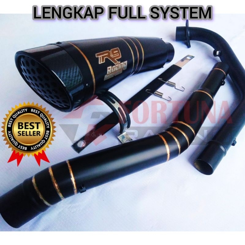 KNALPOT RACING R9 H2 BLACK DOFF UNTUK CBR 150R VIXION SATRIA FU SONIC MX135 R15V3 CB OLD BYSON VERZA