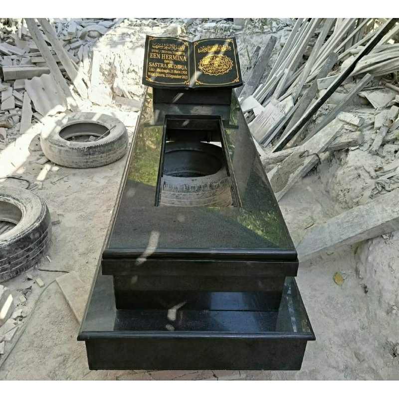 Kijing Makam Granit Hitam Glosy Model Nisan Buku