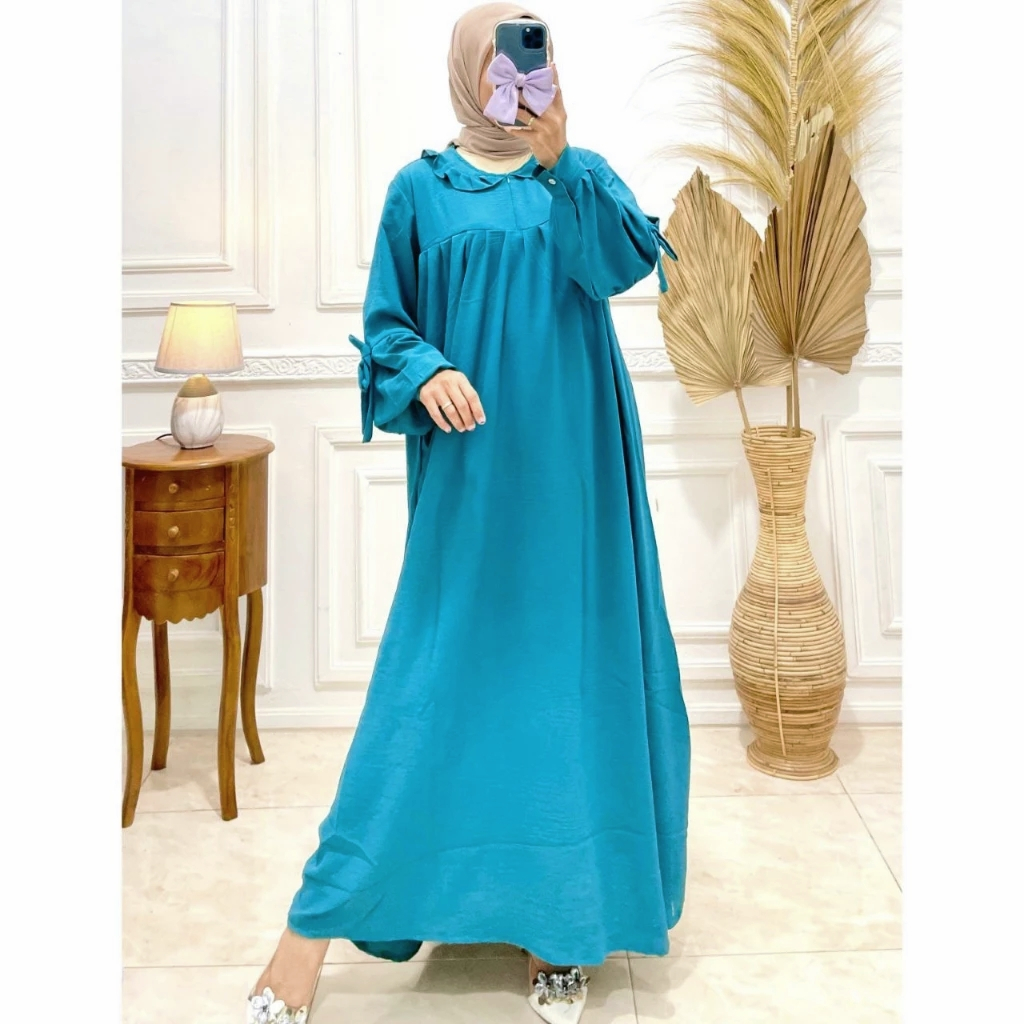 Gamis Crinkle Jumbo Dress Wanita Polos Ld 120 cm