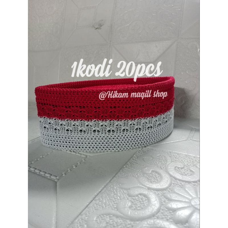 peci parahiangan merah putih kodian songkok rajut merah putih peci kodian 20pcs peci rajut kodian pe