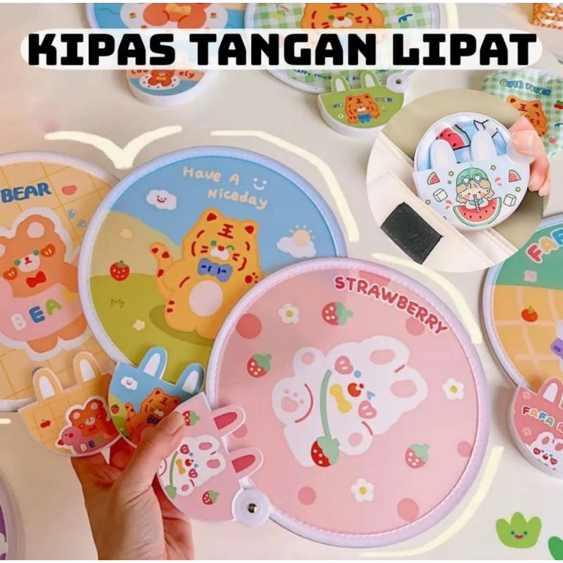 Kipas Tangan Lipat Kipas Portabel Kipas Lipat Kipas Tangan Kipas Kartun Kipas Bulat