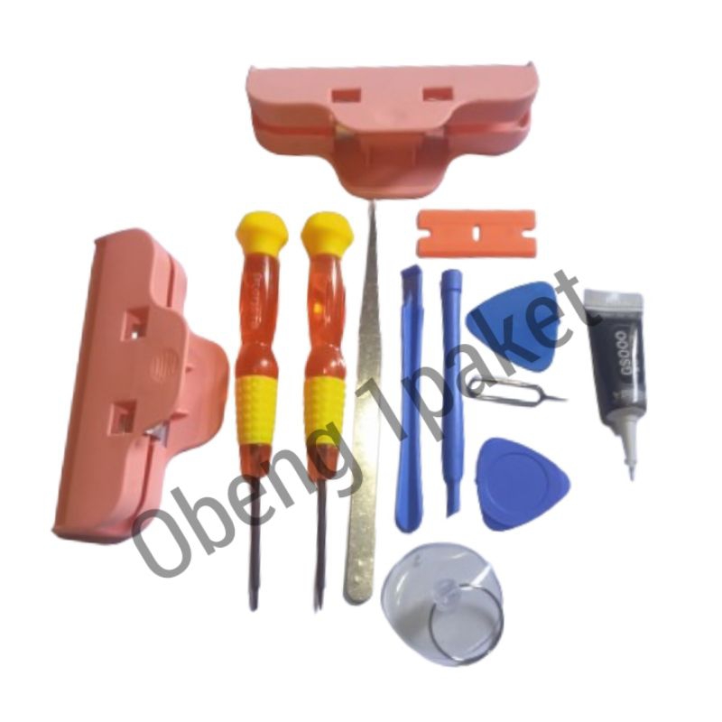 obeng 10in lem lcg gsoo 3ml hitam 2penjepit lcd paket obeng 10in 2penekan LCD lem gsooo hitam 3ml pa