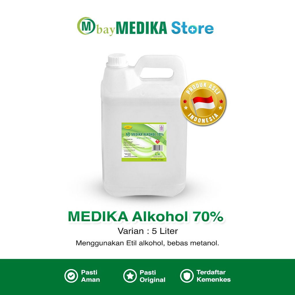 Original Medika Alkohol 70% 5 Liter MEDIKA Alcohol 70% Alkohol Medis