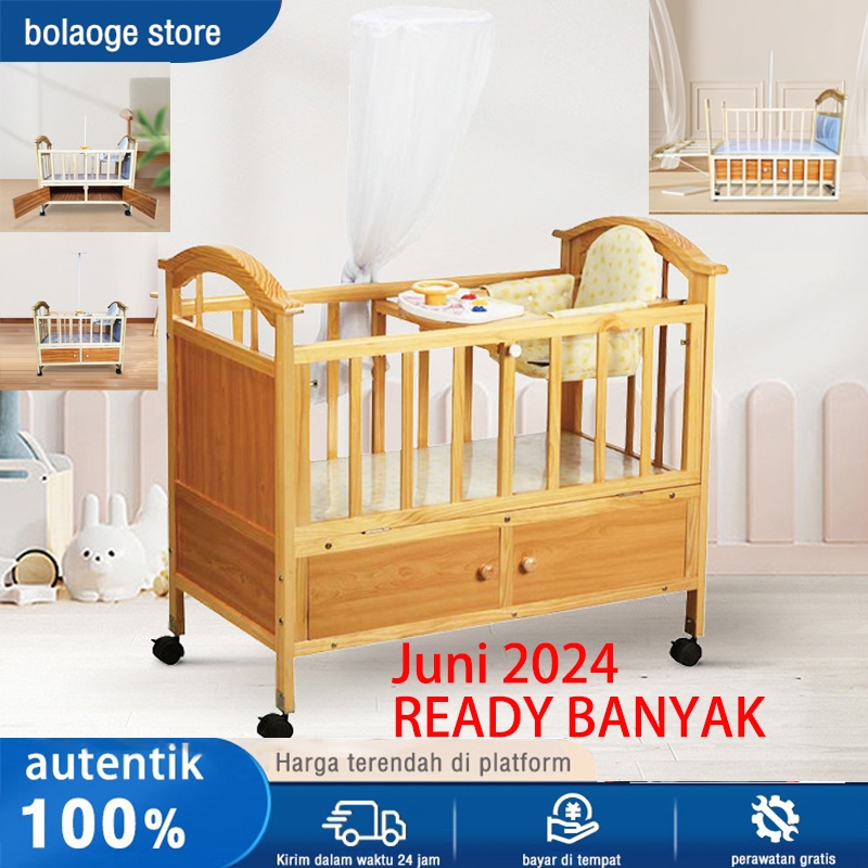 ✨（PENAWARAN PANAS）Dilengkapi dengan kelambu dan laci✨/Kasur Bayi Set Kelambu/bed bayi rumah sakit/Te