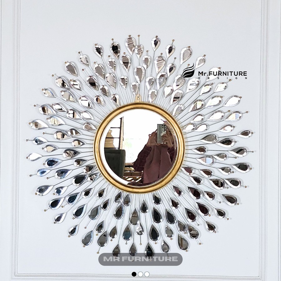 cermin hias modern water drop gold full bevel