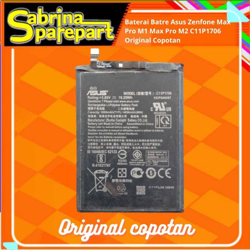 Baterai Batre Asus Zenfone Max Pro M1 Max Pro M2 C11P1706 Original Copotan