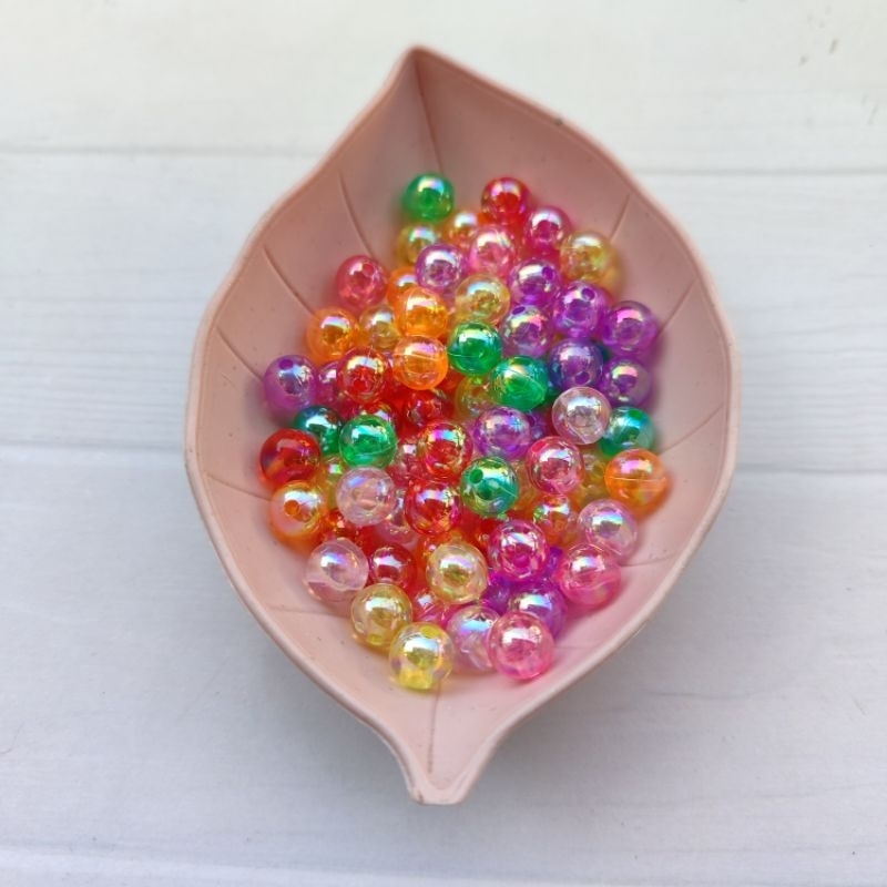 Manik mote Ab Bening 8mm 20 gr transparan warna strap hp tas gelang