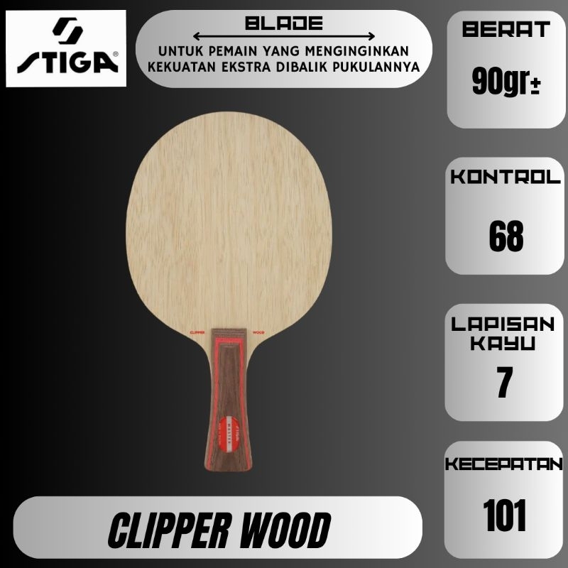 STIGA Clipper Wood - Kayu Blade Pingpong Standar ITTF JTTAA
