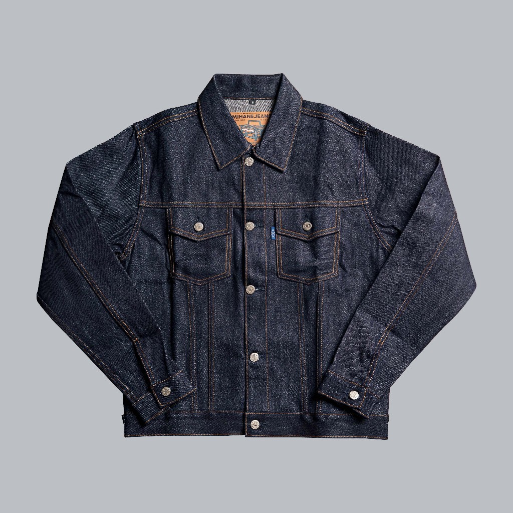 Mihane Jeans - Jacket Pria Denim Selvedge - EXT Type III Slub Black Line Selvedge 16oz Sanforized