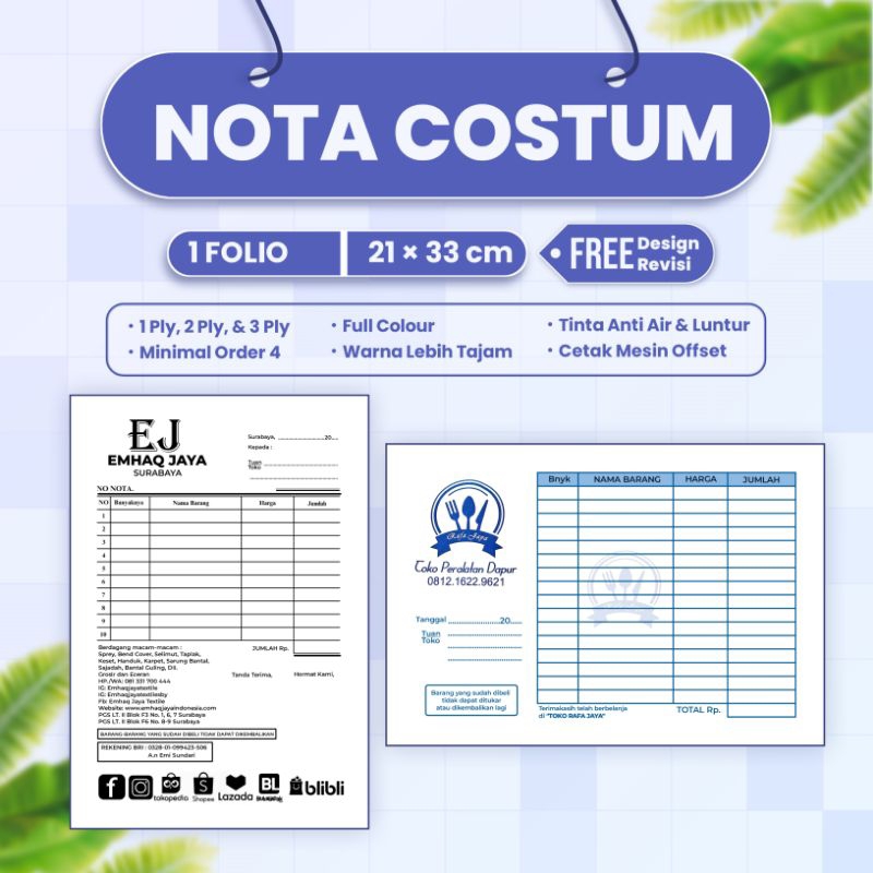 

Nota Custom Ukuran F4 Folio Free Desain