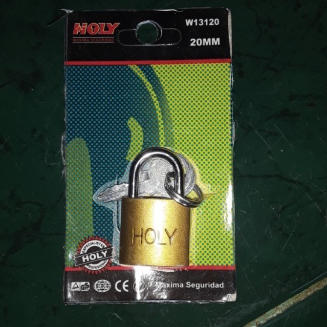 gembok besi kuning kecil 20 mm press merk holy / koper tas kecil loker