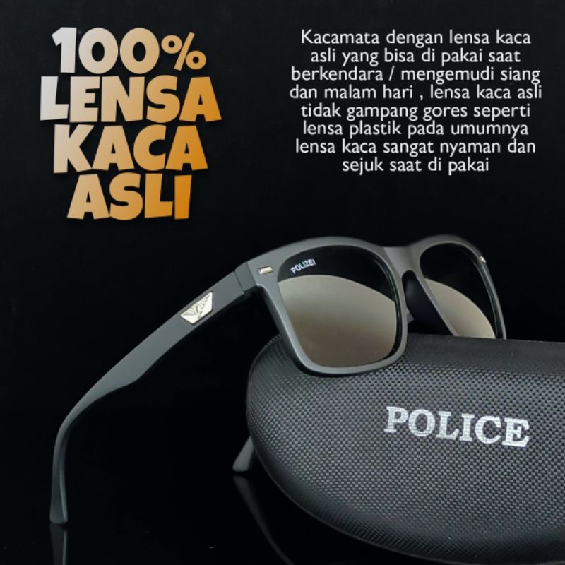 Kacamata Police Lensa Kaca Asli Polarized Original Import - HJ 533