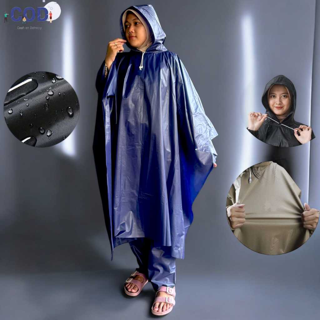 BARUSETELAN JAS HUJAN PONCO POLOS TANPA LENGAN (TL)TEBAL ANTI AIRSERAT SOLID