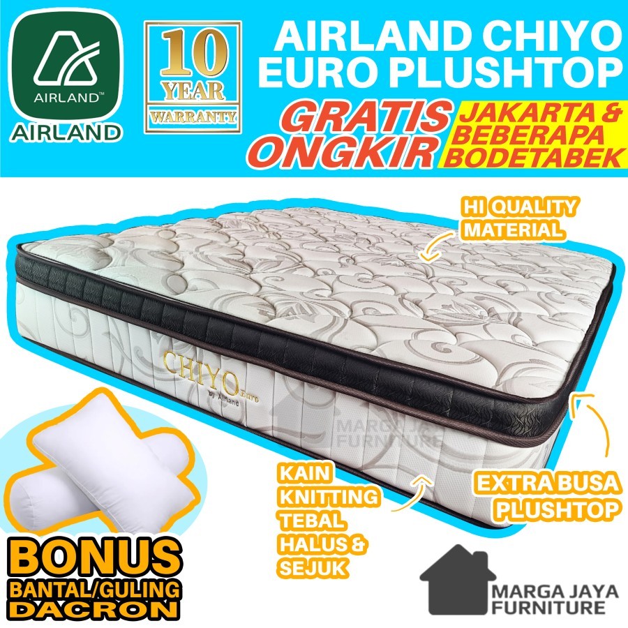 Spring Bed AIRLAND CHIYO Euro Plushtop Kasur Busa Atas 120x200 160x200 180x200 ORIGINAL 100% ORI 120