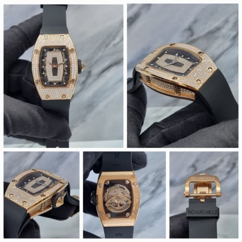 Jam Tangan Wanita Richard Mille RM007 Diamond Autometic Swiss Clone