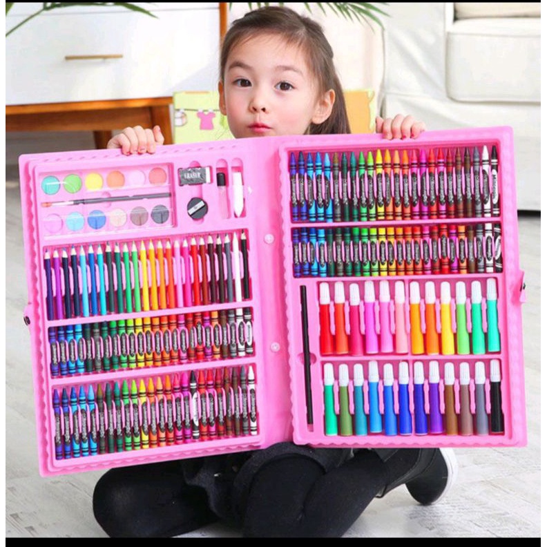 

KODE C44N ART SET 168 Pensil Warna Crayon Set 168 pcsCrayon Mewarnai 168 Warna Ready Warna Pink Biru